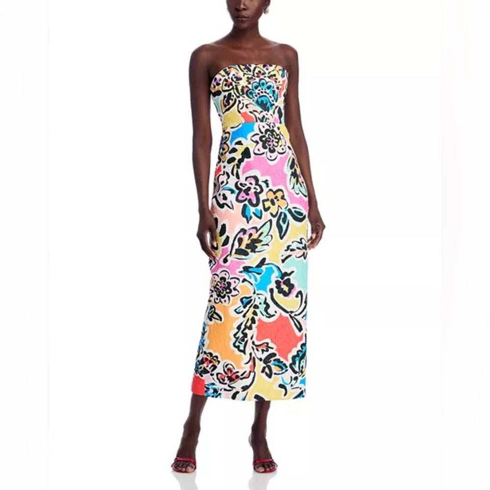 MILLY Orion Rainbow Oasis Jacquard Strapless Maxi Dress Size 10 NWT
